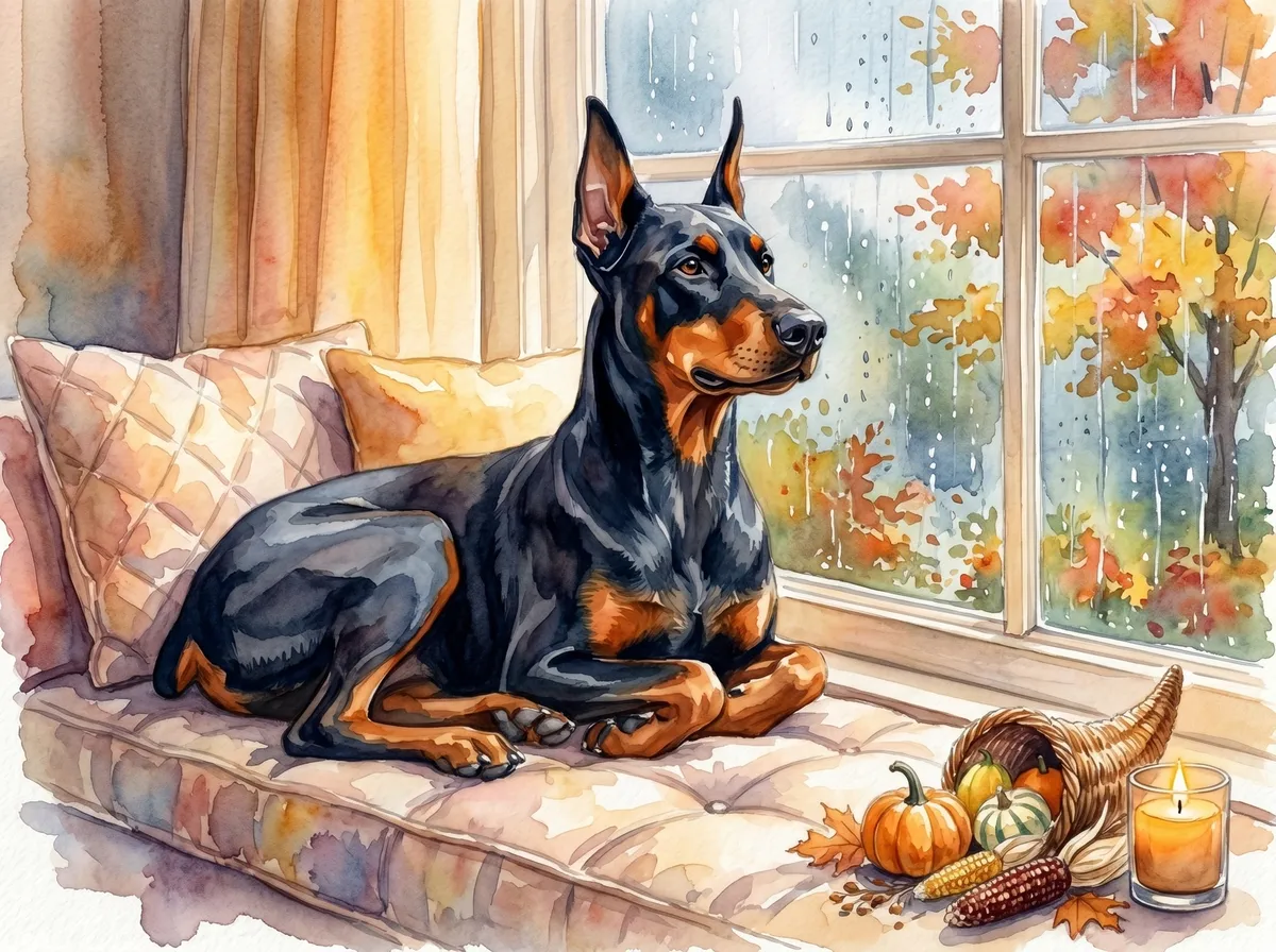 Doberman Pinscher watercolor calendar month 11